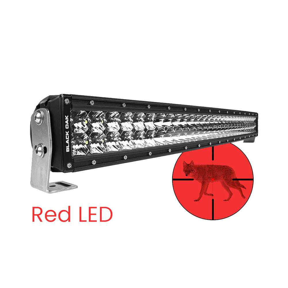 Black Oak 30" Curved Double Row Red LED Predator Hunting Light Bar - Combo Optics - Black Housing - Pro Series 3.0 - Skoutley Outdoors LLC