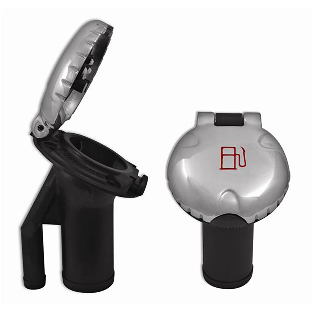 Attwood Deck Fill f/Pressure Relief Systems - Angled Body & Scalloped Stainless Steel Cap - Skoutley Outdoors LLC
