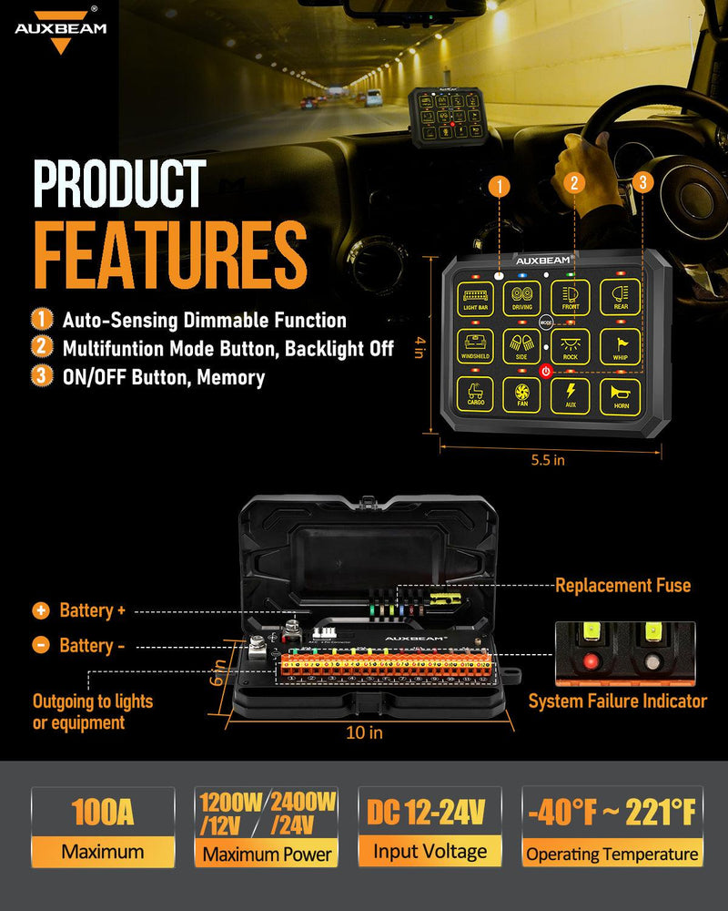 Load image into Gallery viewer, AC Series 8/12 Gang RGB Switch Panel with APP&Remote Control, Toggle/ Momentary/ Pulsed Mode Supported