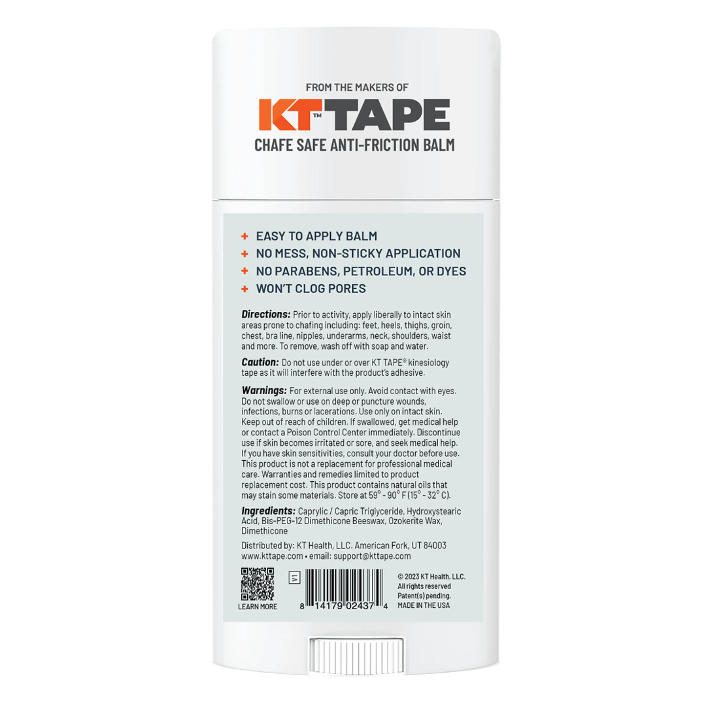 KT Health Chafe Safe™ Anti-Friction Balm - Skoutley Outdoors LLC