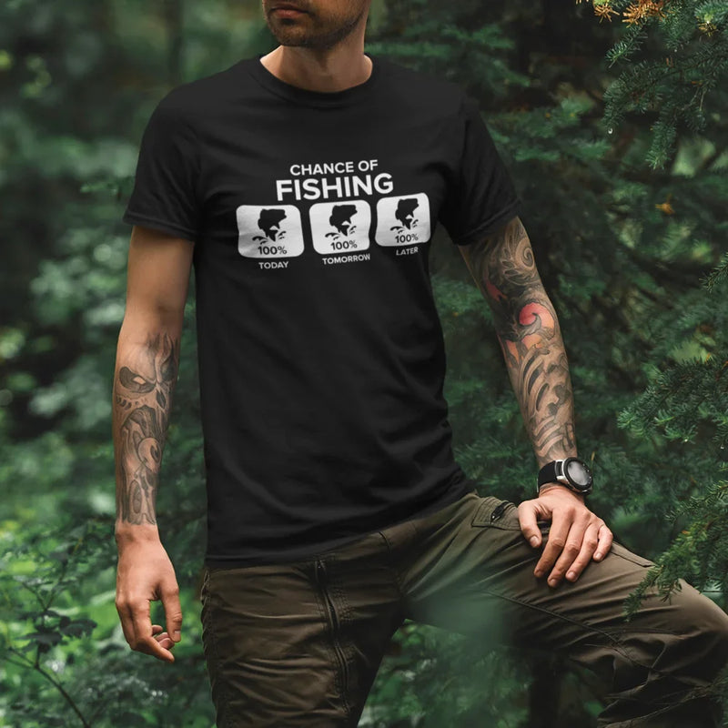Load image into Gallery viewer, Chance of Fishing Man T-Shirt