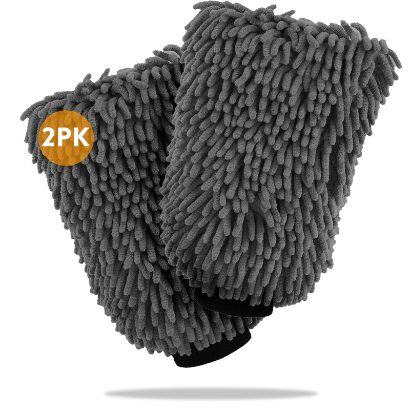 Load image into Gallery viewer, WASH&WHIPS Microfiber Chenille Car Cleaning Mitt - 2pk