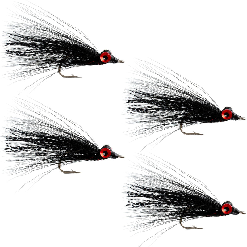Load image into Gallery viewer, Clousers Deep Minnow Black Streamer- 4 Saltwater - Bass Flies - Size 1/0