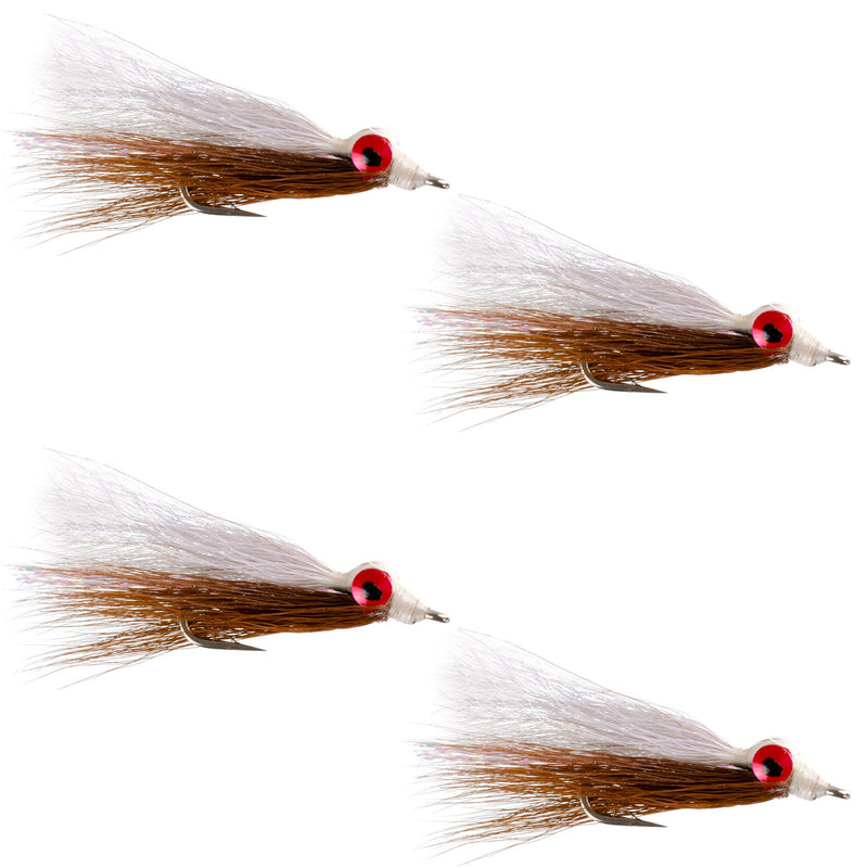 Load image into Gallery viewer, Clousers Deep Minnow Brown/White Streamer- 4 Saltwater Flies - Size 1/0