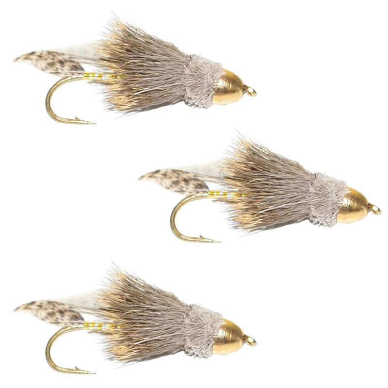 Load image into Gallery viewer, 3 Pack Cone Head Muddler Minnow Trout and Bass Streamer Fly - Size 4