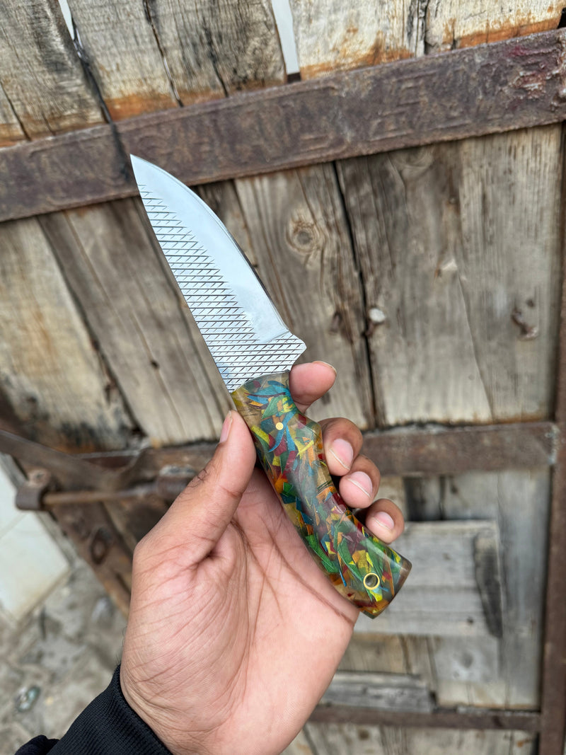 Load image into Gallery viewer, Custom Handmade Fixed Blade Cowboy Knife with Rasp Tool Steel Blade – Durable Outdoor Essential