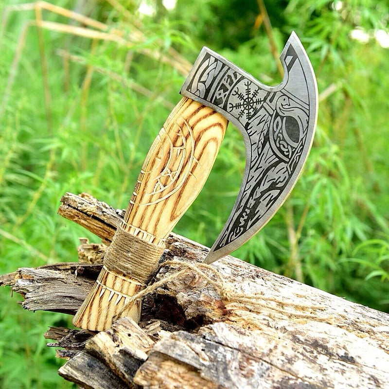Load image into Gallery viewer, Custom Hand Engraved Ax Pizza Cutter with J2 Steel Blade