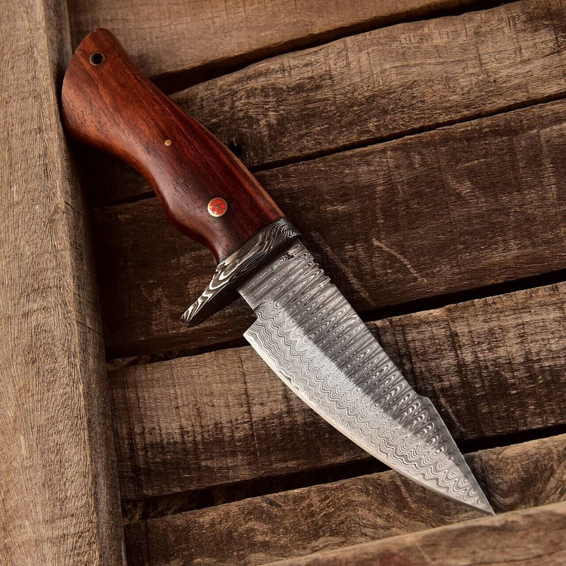 Load image into Gallery viewer, Custom Handmade Small Hunting Knife with Damascus Steel Blade