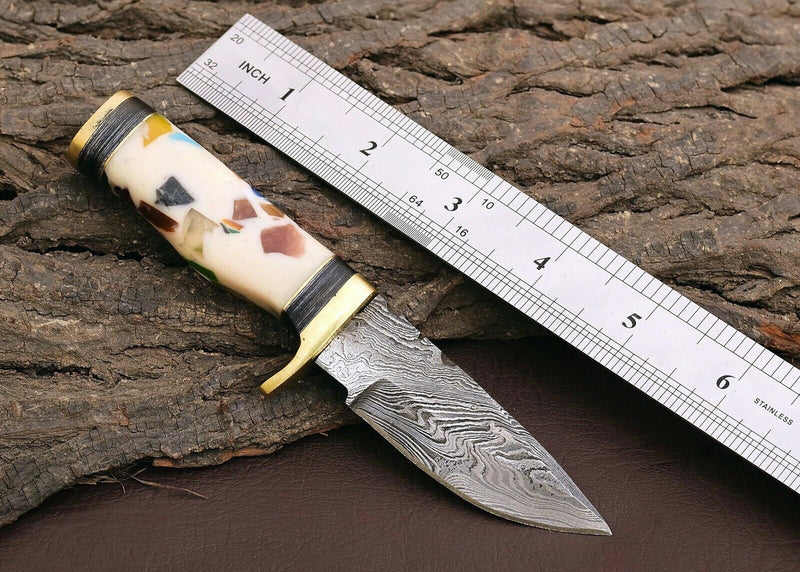 Load image into Gallery viewer, Custom Handmade Damascus Steel Outdoor Knife – 3" Blade