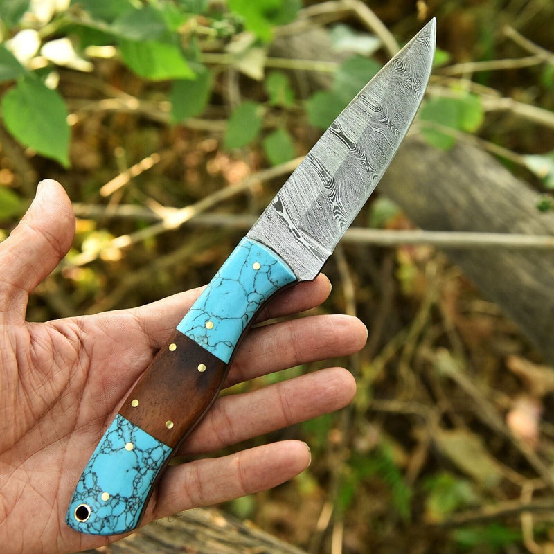 Load image into Gallery viewer, Custom Handmade 5-Inch Small Hunting Knife – Damascus Steel Blade