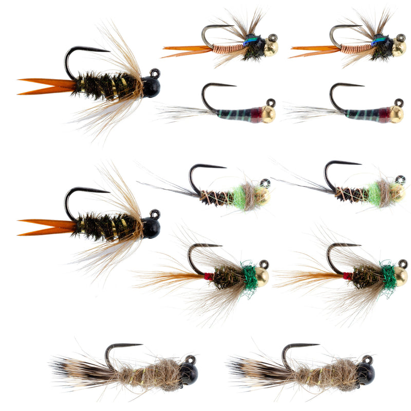 Load image into Gallery viewer, Tactical Euro Nymph Collection - 12 Tungsten Bead Flies - Sizes 12, 14, 16