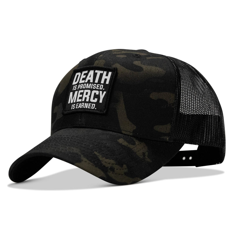 Load image into Gallery viewer, Death Is Promised. Mercy Is Earned Patch Snapback Hat