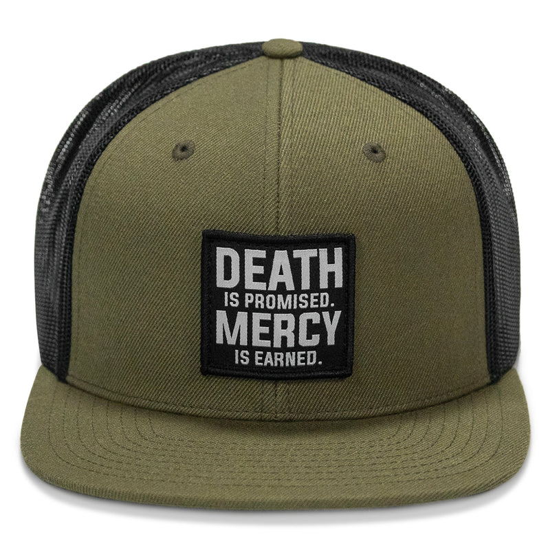 Load image into Gallery viewer, Death Is Promised. Mercy Is Earned Patch Flatbill Hat