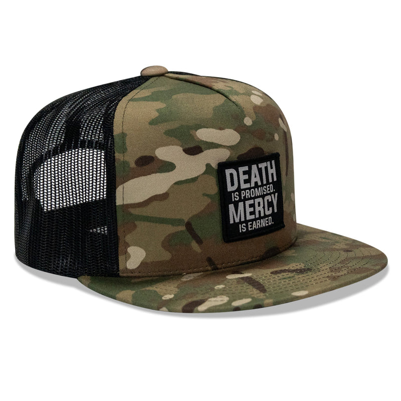 Load image into Gallery viewer, Death Is Promised. Mercy Is Earned Patch Flatbill Hat