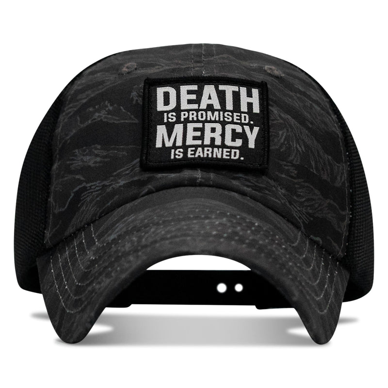 Load image into Gallery viewer, Death Is Promised. Mercy Is Earned Patch. Tactical Ripstop Mesh Snapback Hat