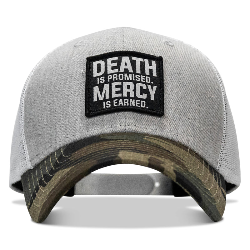 Load image into Gallery viewer, Death Is Promised. Mercy Is Earned Patch Snapback Hat