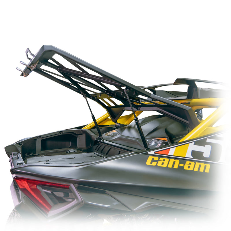 Load image into Gallery viewer, Tire carrier / adventure rack for 2024+ Maverick R, fits 35″ tire, includes assist shocks