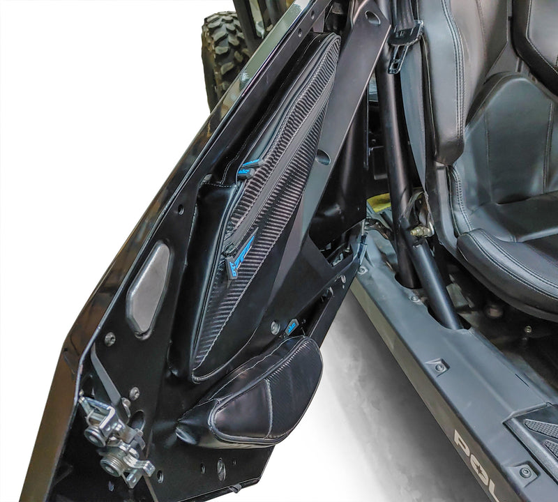 Load image into Gallery viewer, Detail of UTV door organizers mounted inside Pro XP front doors