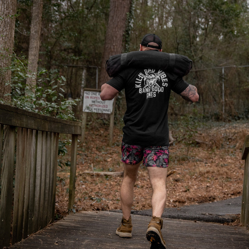 Load image into Gallery viewer, Kill Bad Vibes. Bang Good Ones Skull Men's T-Shirt