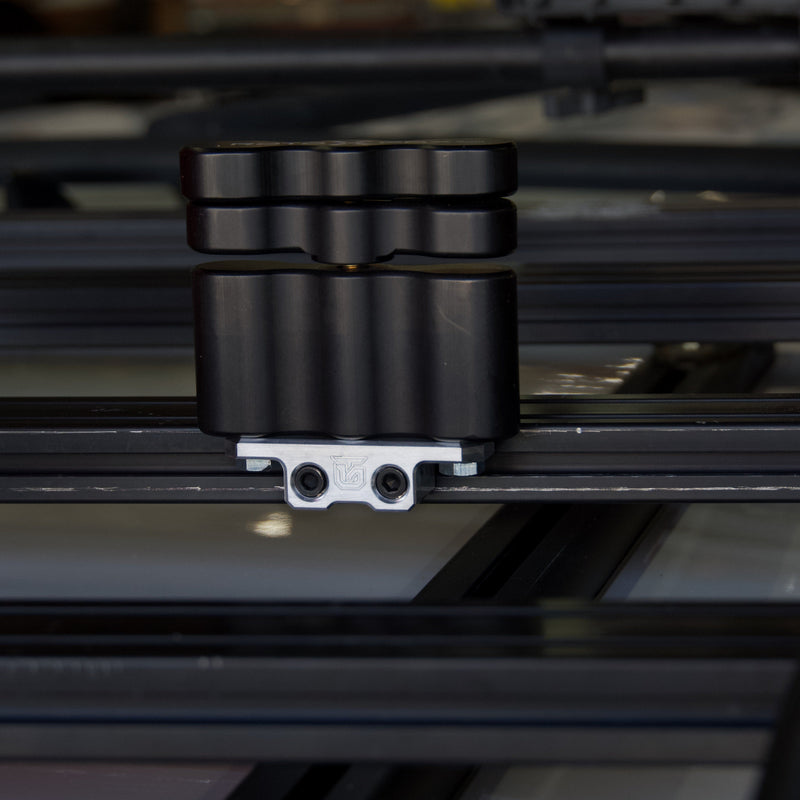 Load image into Gallery viewer, Billet aluminum Rotopax mount adapter for extrusion roof rack cross bars.