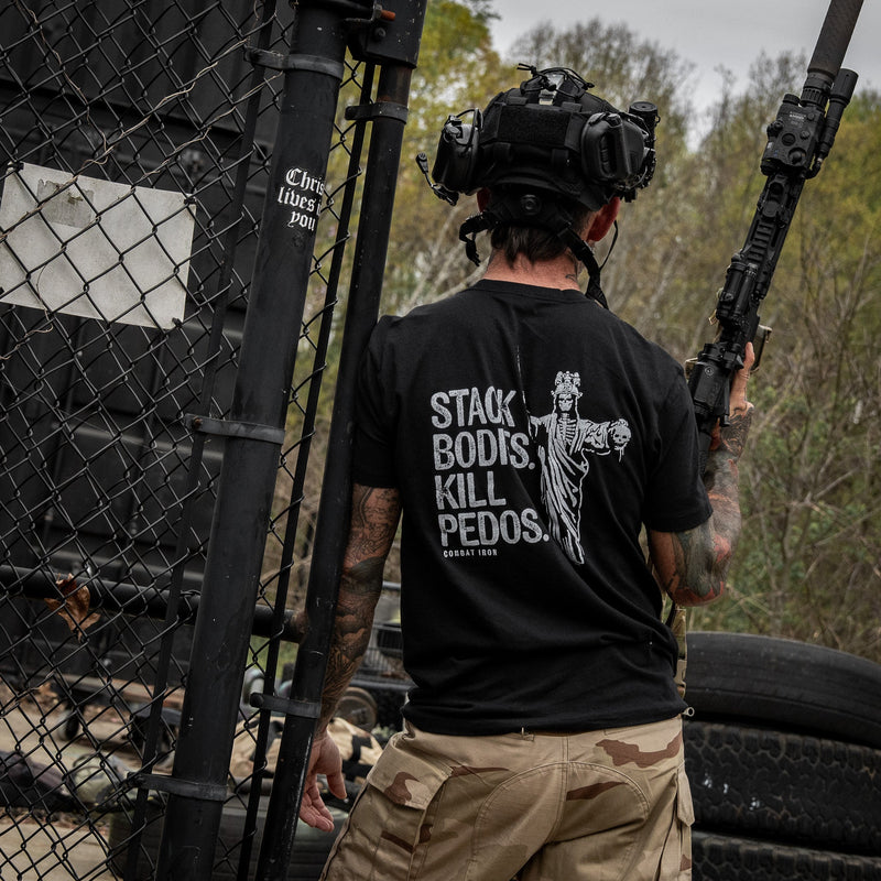 Load image into Gallery viewer, Stack Bodies. Kill Pedos. Men's T-Shirt