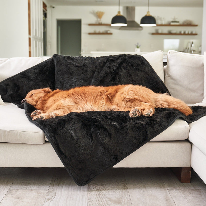 Load image into Gallery viewer, PupProtector™ Summer Short Fur Waterproof Throw Blanket - Midnight Black