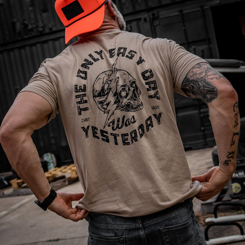 Load image into Gallery viewer, Only Easy Day Was Yesterday Skull Men's T-Shirt