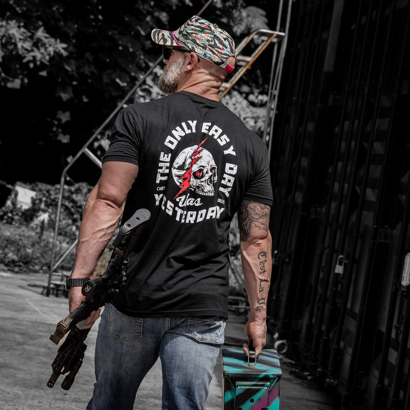 Load image into Gallery viewer, Only Easy Day Was Yesterday Skull Men's T-Shirt