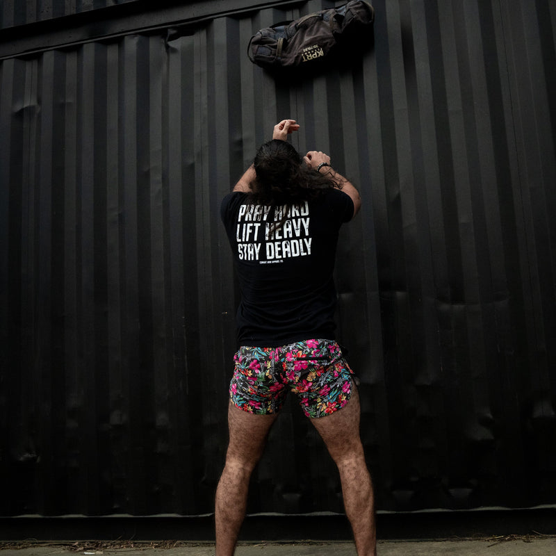 Load image into Gallery viewer, Pray Hard. Lift Heavy. Stay Deadly. V2 Men's T-Shirt