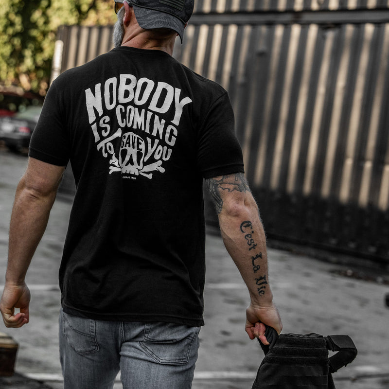 Load image into Gallery viewer, Nobody Is Coming To Save You Skull Men's T-Shirt