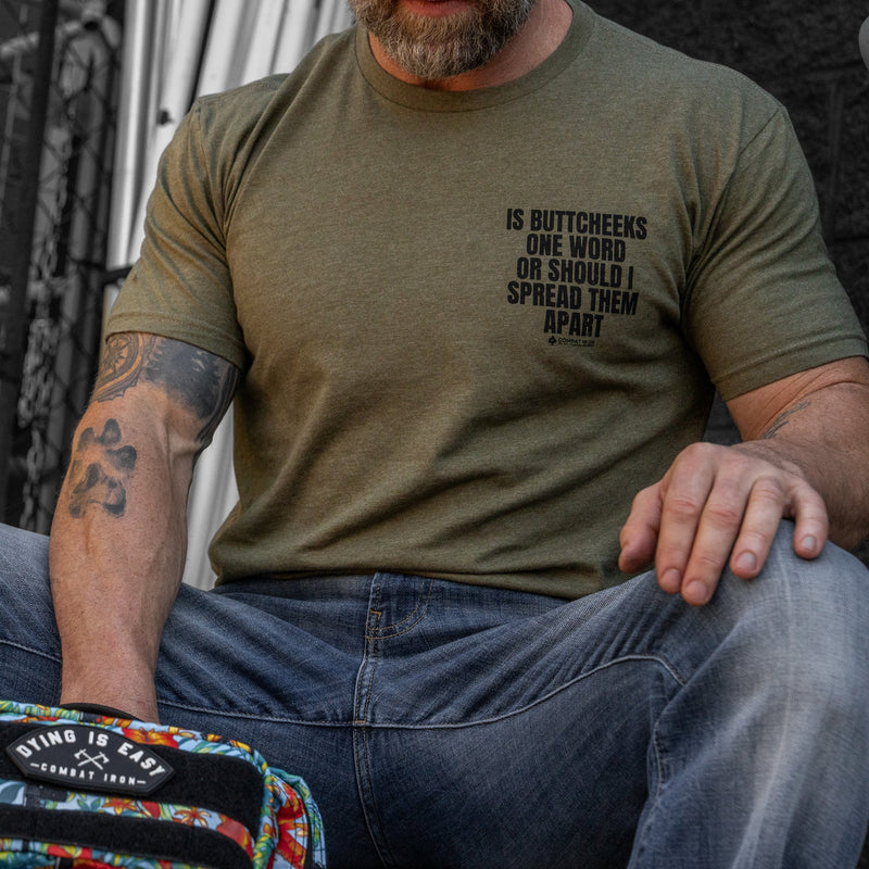 Load image into Gallery viewer, Is Buttcheeks One Word Or Should I Spread Them Apart Men's T-Shirt