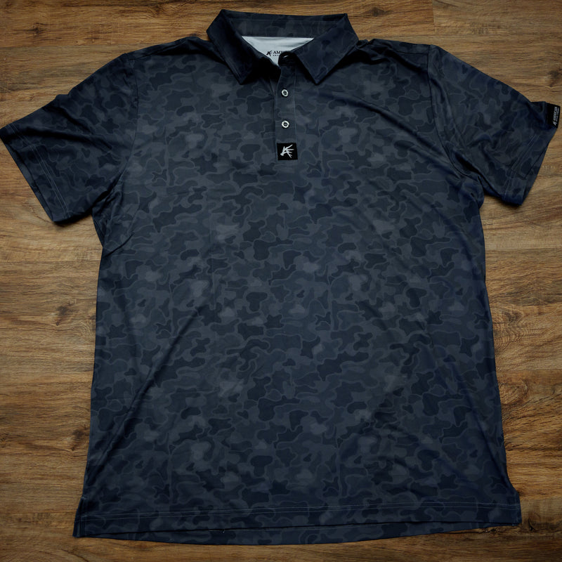Load image into Gallery viewer, Black Marsh Duck Camo Golf Polo