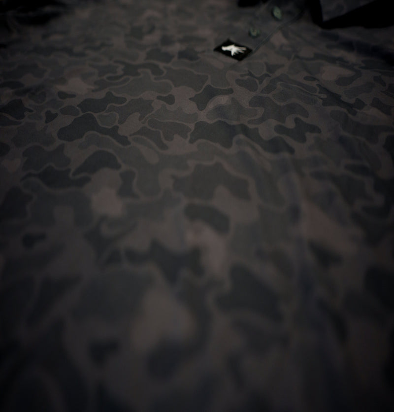 Load image into Gallery viewer, Black Marsh Duck Camo Golf Polo