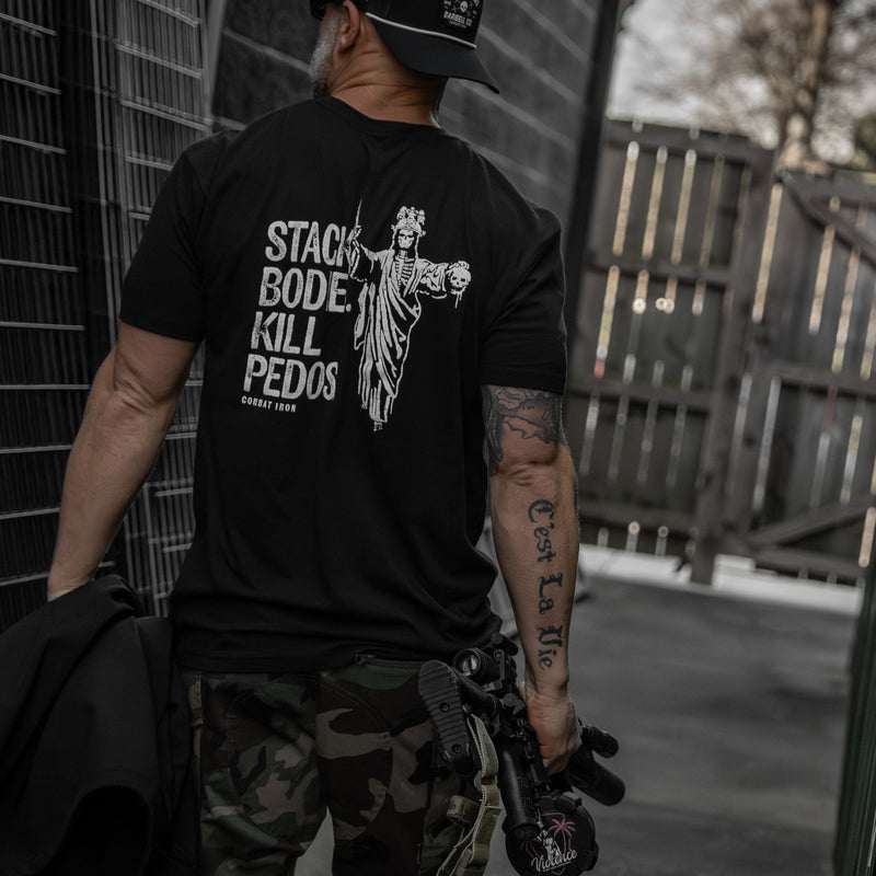 Load image into Gallery viewer, Stack Bodies. Kill Pedos. Men's T-Shirt