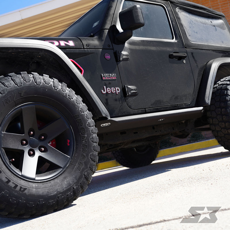 Load image into Gallery viewer, Jeep Wrangler JL "Ambush Series" Side Steps / Rock Sliders w/ Integrated LED Rock Lights