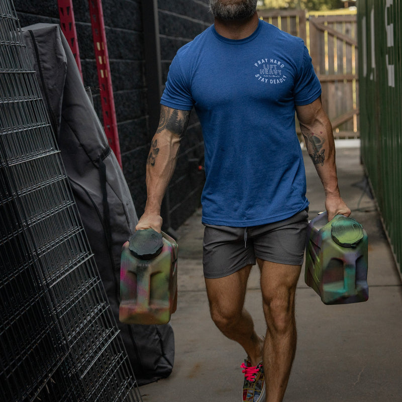 Load image into Gallery viewer, Pray Hard. Lift Heavy. Stay Deadly. Men's T-Shirt