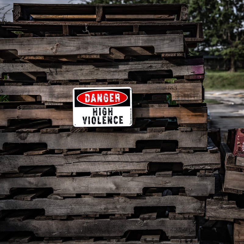 Load image into Gallery viewer, Danger High Violence Wall Mounted Metal Sign