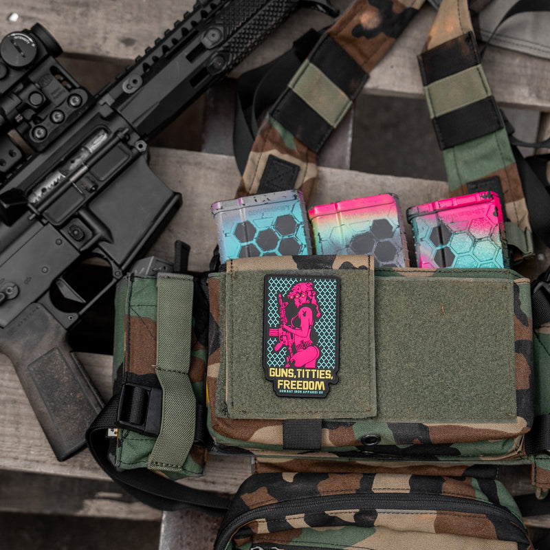 Load image into Gallery viewer, Guns, Titties, Freedom Retro PVC Patch