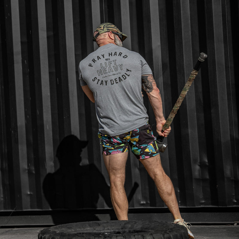 Load image into Gallery viewer, Pray Hard. Lift Heavy. Stay Deadly. Men's T-Shirt