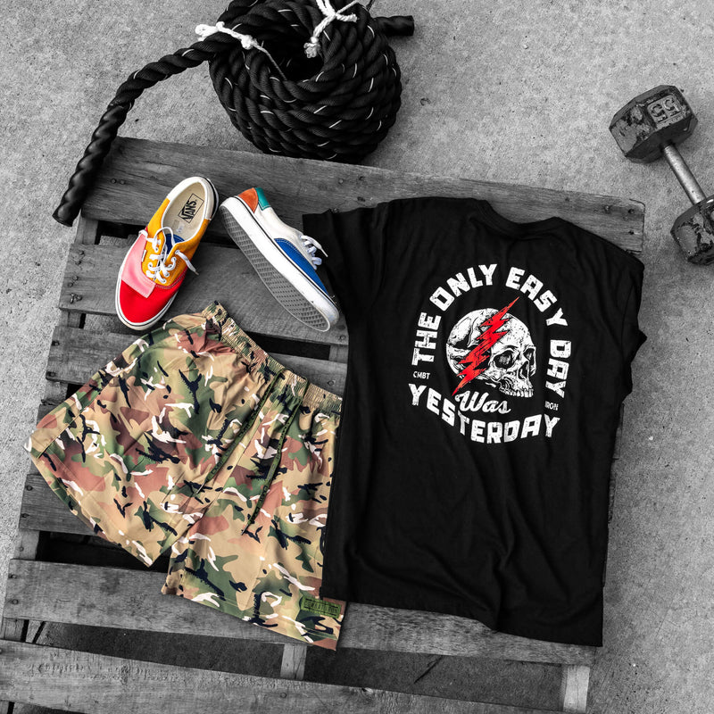 Load image into Gallery viewer, Only Easy Day Was Yesterday Skull Men's T-Shirt