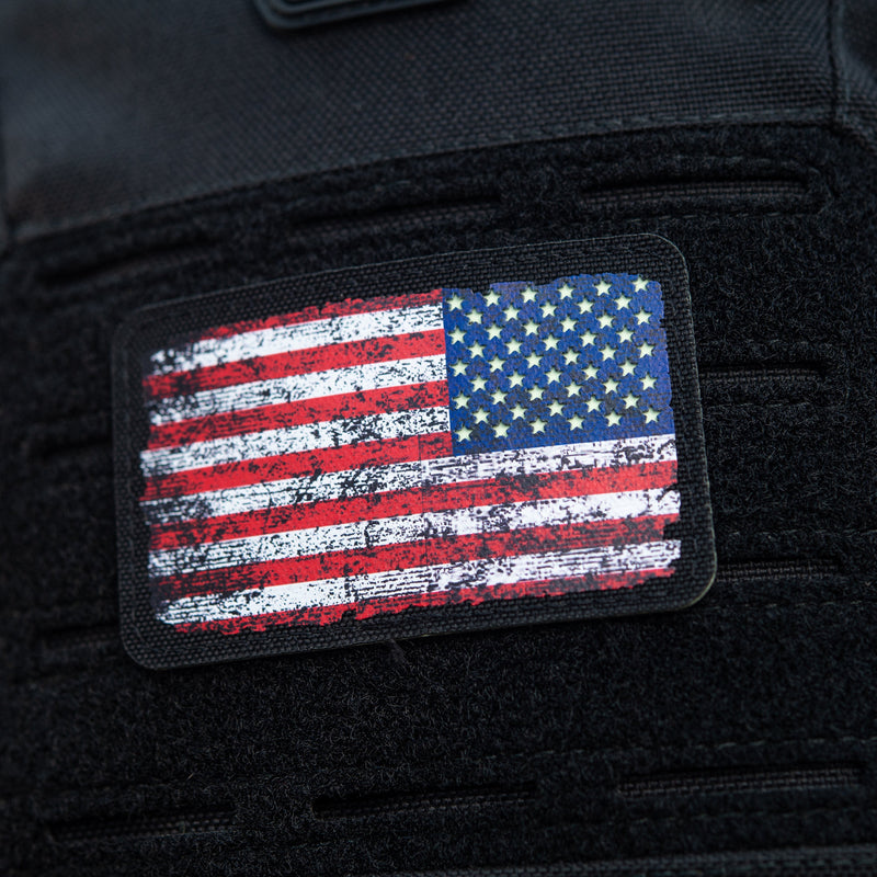 Load image into Gallery viewer, M-Tac patch U.S. Flag Reverse Vintage (3x2inches) Black/GID
