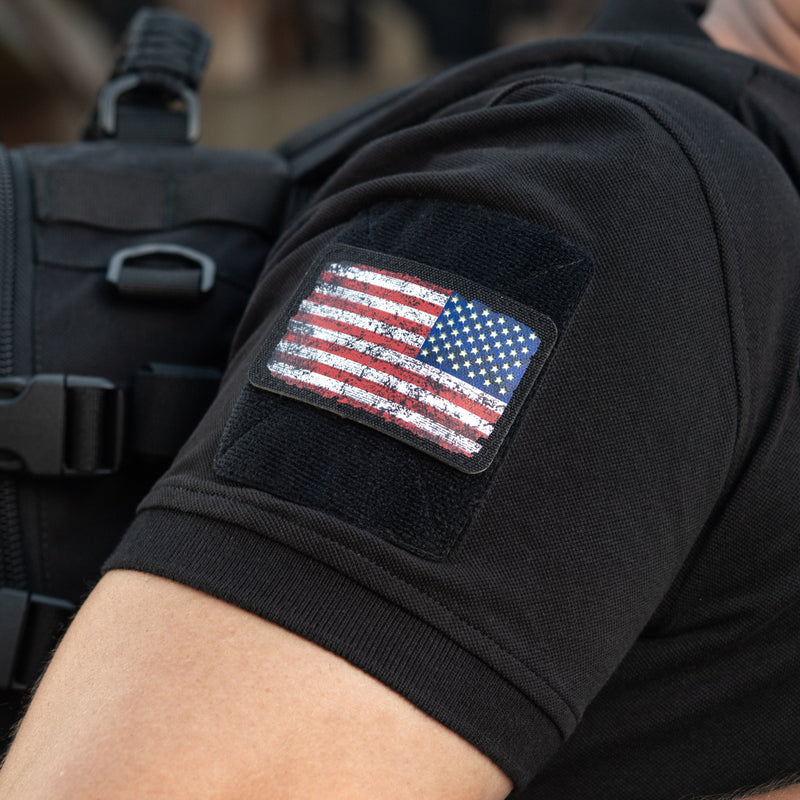 Load image into Gallery viewer, M-Tac patch U.S. Flag Reverse Vintage (3x2inches) Black/GID