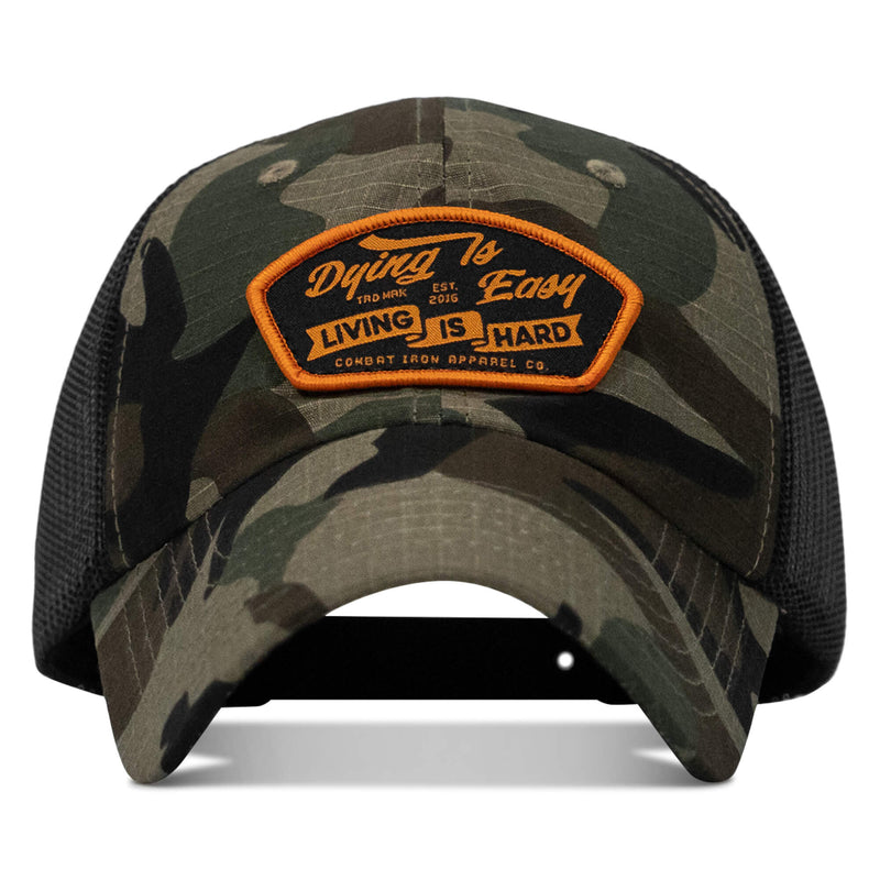 Load image into Gallery viewer, Dying Is Easy, Living Is Hard Patch Tactical Ripstop Mesh Snapback Hat