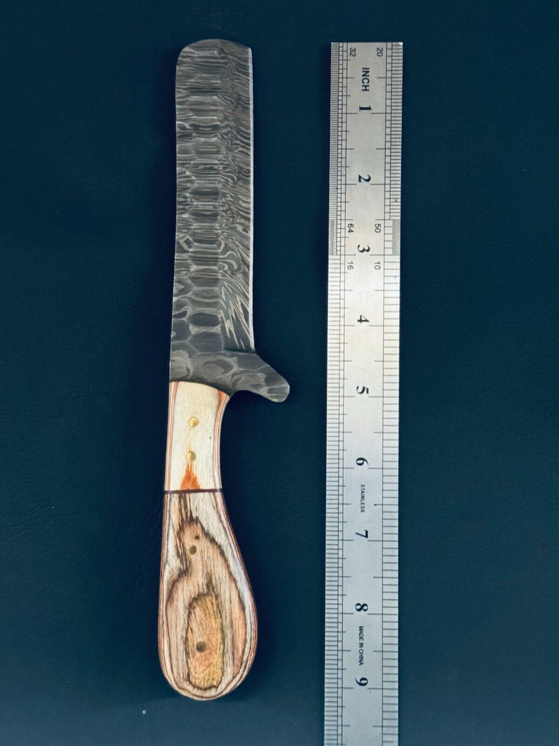 Load image into Gallery viewer, Cowboy Bull Cutter Knives | 5" Damascus Steel Blade with Pakkawood Handle