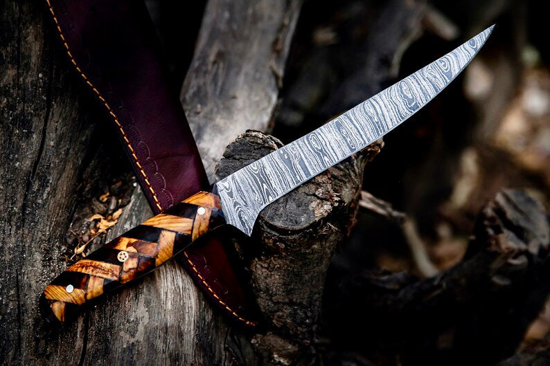 Load image into Gallery viewer, Custom Handmade Damascus Steel Fillet Knife for Sale | 13" Length