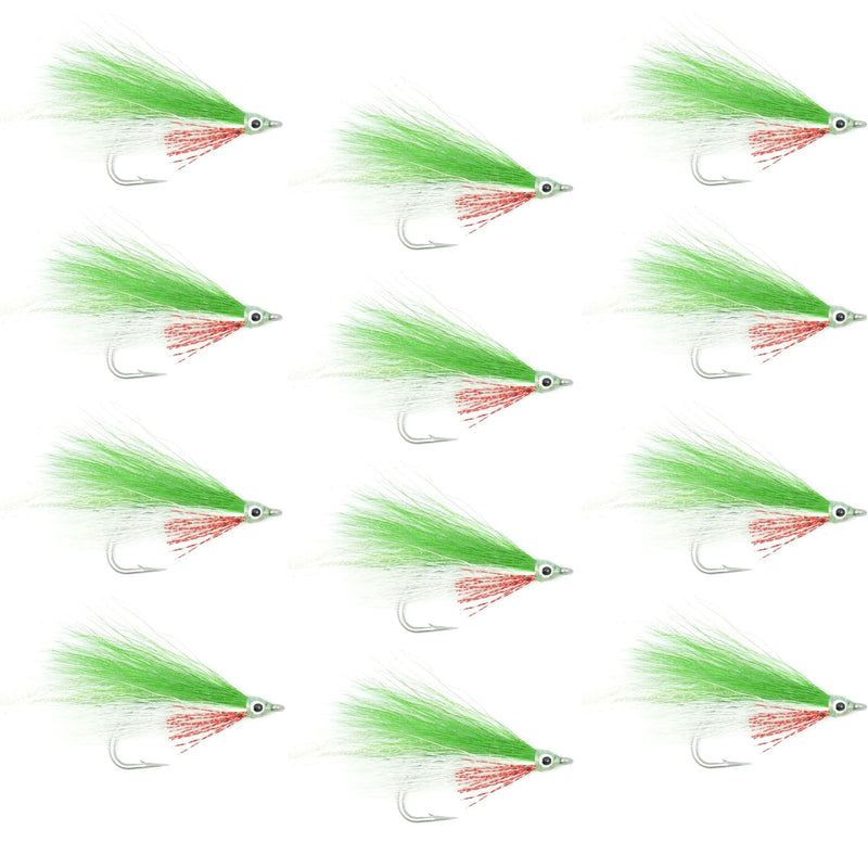 Load image into Gallery viewer, Lefty's Deceiver Saltwater Streamer Fly - Green/White - 12 Flies - Size 1/0
