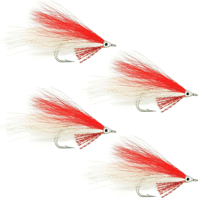 Load image into Gallery viewer, Lefty's Deceiver Saltwater Streamer Fly - Red/White - 4 Flies Hook Size 1/0