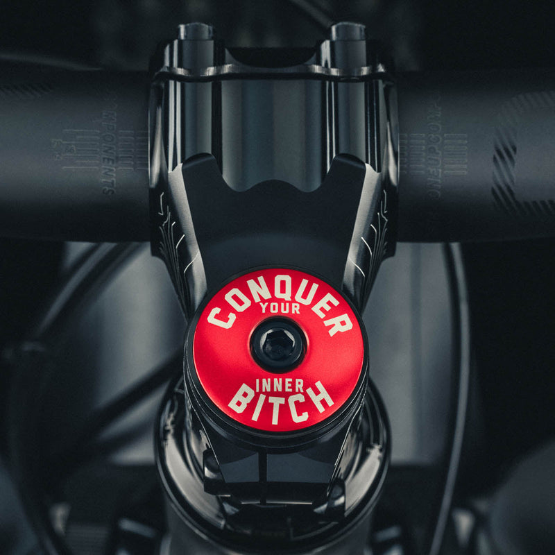 Load image into Gallery viewer, Conquer Your Inner Bitch Custom Bicycle Headset Cap