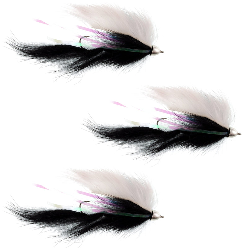 Load image into Gallery viewer, Dolly Llama Stinger Streamer Flies - 3 Black and White - Size 4