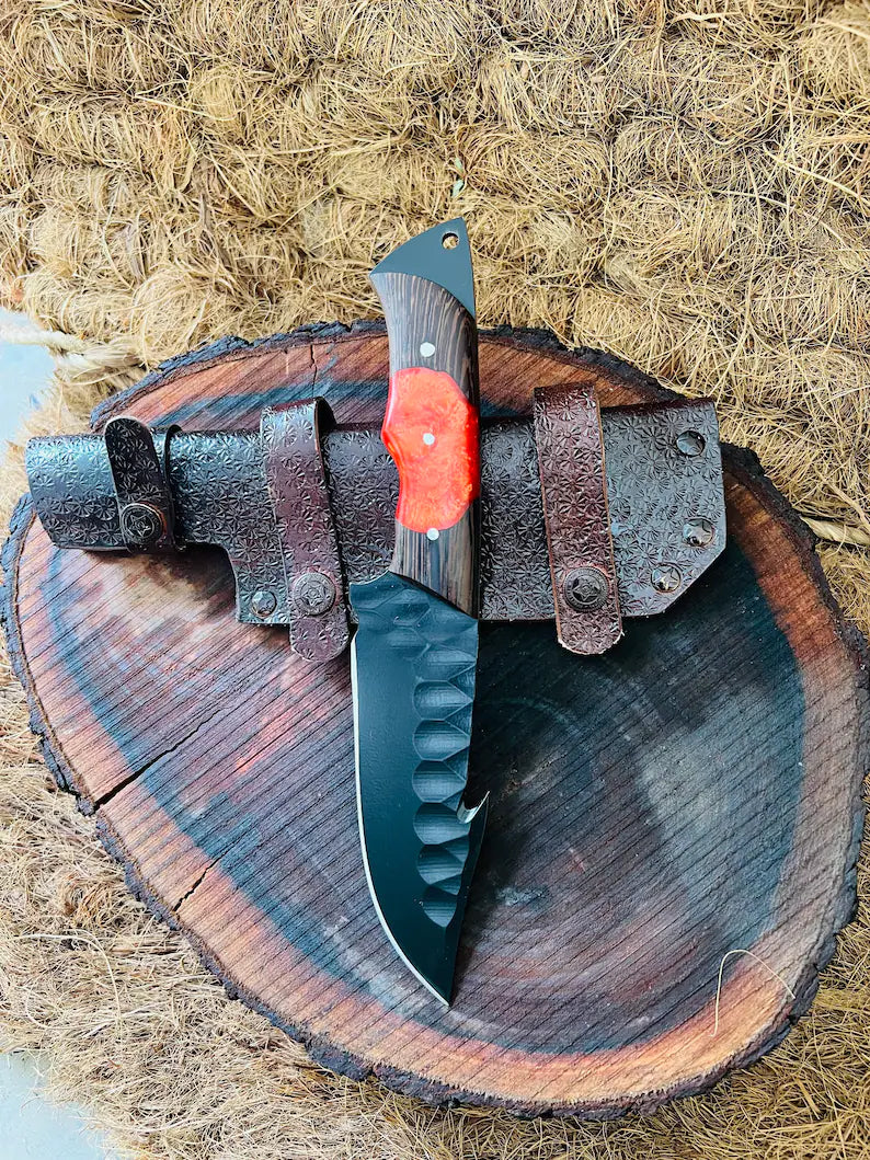 Load image into Gallery viewer, Hunting Skinning Knife – 10" J2 Steel Blade with Wangi/Resin Handle & Leather Sheath
